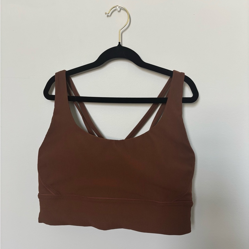 Lululemon Energy Longline Ribbed Bra *Medium Support, B–D Cups Roasted Brown 12
